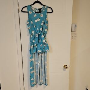 Love Alexa Womens XL Romper With Long Skirt Ties In Front Flowy Stretchy Soft